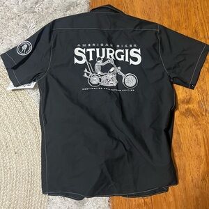 NEW American Biker Sturgis Black Button Down Shirt